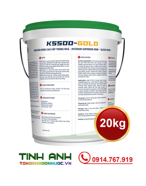 Sơn Kova K5500-GOLD Thùng 20kg mặt sau