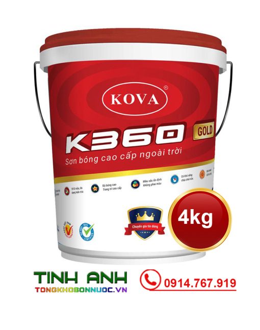 Sơn Kova K360-GOLD Lon 4kg mặt trước