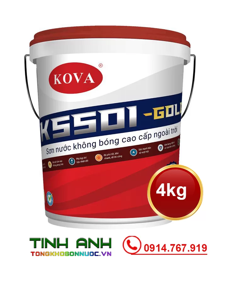 Sơn Kova K5501-GOLD thùng 4kg mặt trước