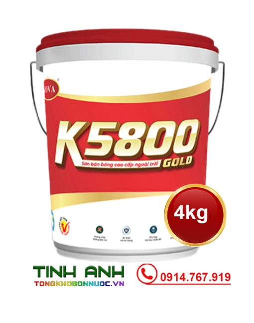 Sơn Kova K5800-GOLD thùng 4kg mặt sau