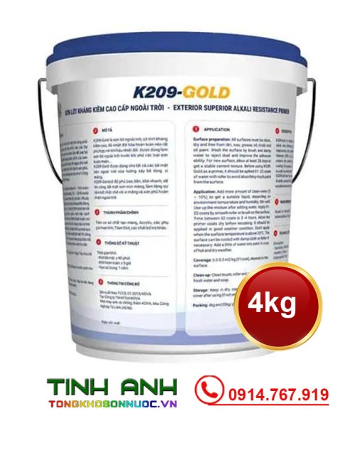 Sơn lót Kova K209-GOLD lon 4kg mặt sau