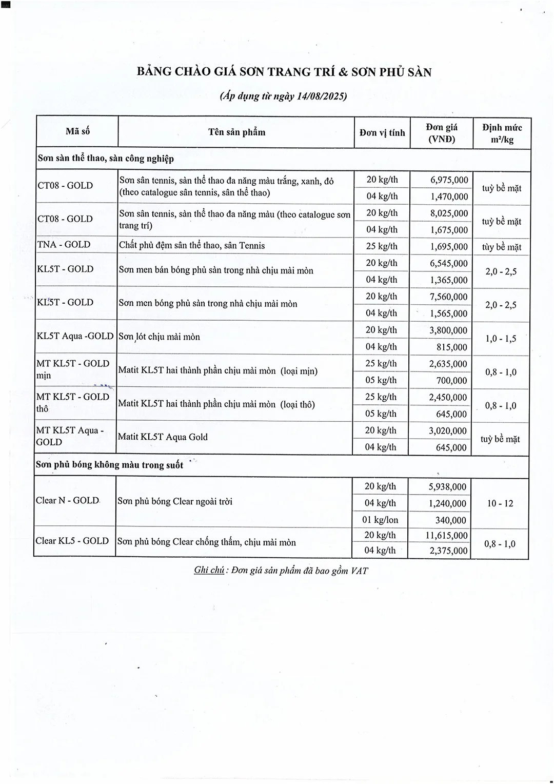 Bảng giá sơn Kova 2025 mới nhất - ngày 14.08.2025-2