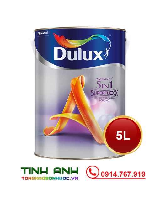 sơn nội thất Dulux Ambiance 5in1 Superflexx bóng mờ Z611 lon 5L