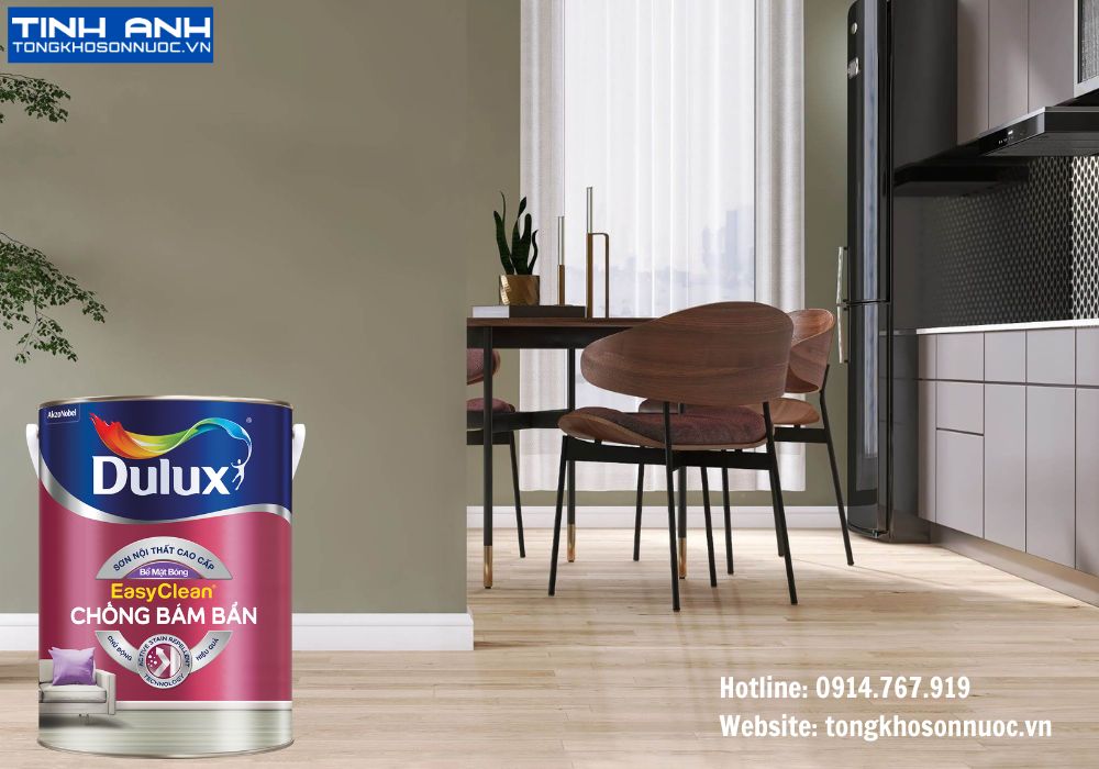 Sơn nội thất Dulux EasyClean chống bám bẩn bề mặt bóng - Z966B 15L