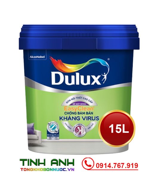 Sơn nội thất Dulux EasyClean chống bám bẩn kháng virus bề mặt bóng - E017B 15L