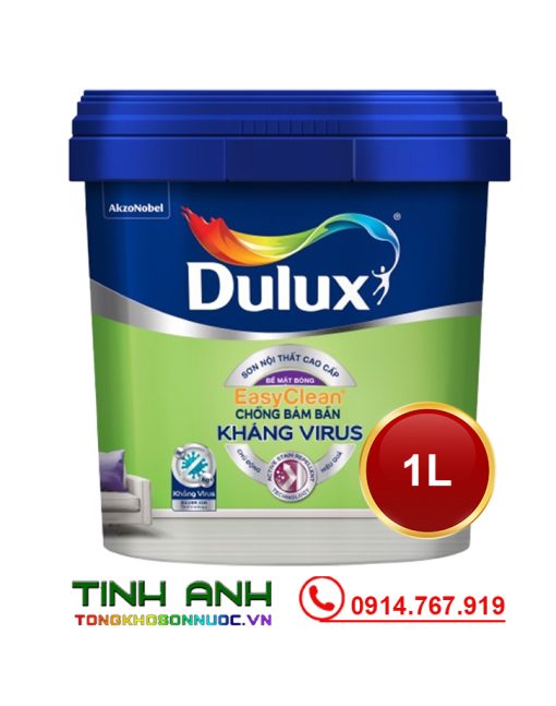 Sơn nội thất Dulux EasyClean chống bám bẩn kháng virus bề mặt bóng - E017B 1L