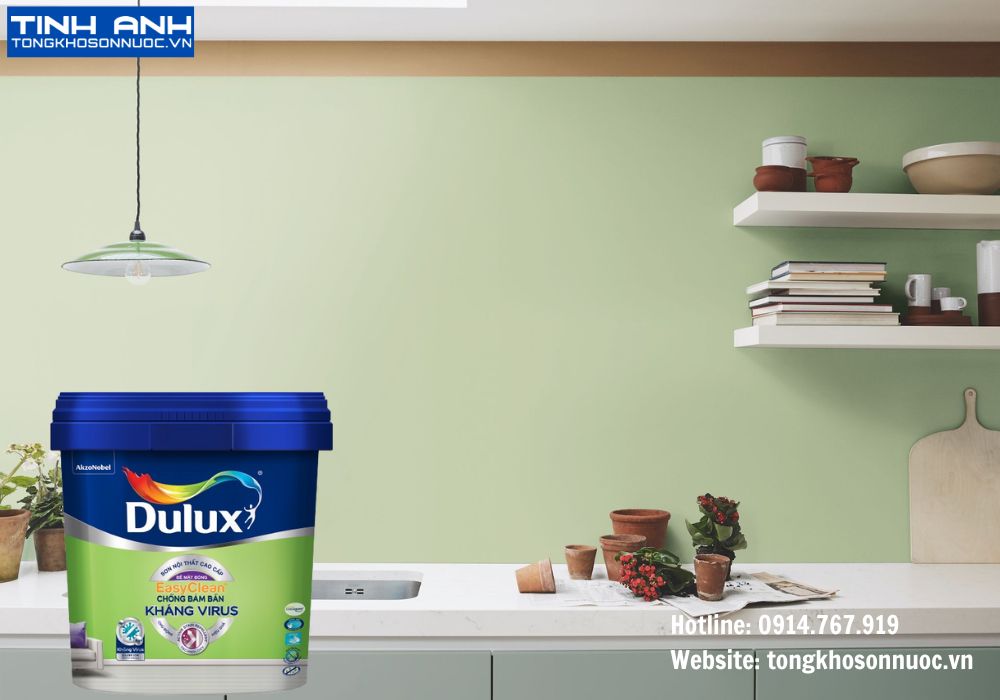 Sơn nội thất Dulux EasyClean chống bám bẩn kháng virus bề mặt bóng - E017B lon 5L