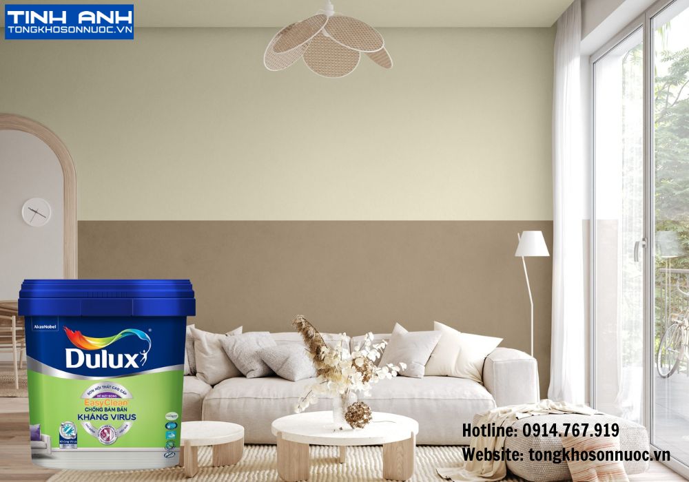 Sơn nội thất Dulux EasyClean chống bám bẩn kháng virus bề mặt bóng - E017B thùng 15L