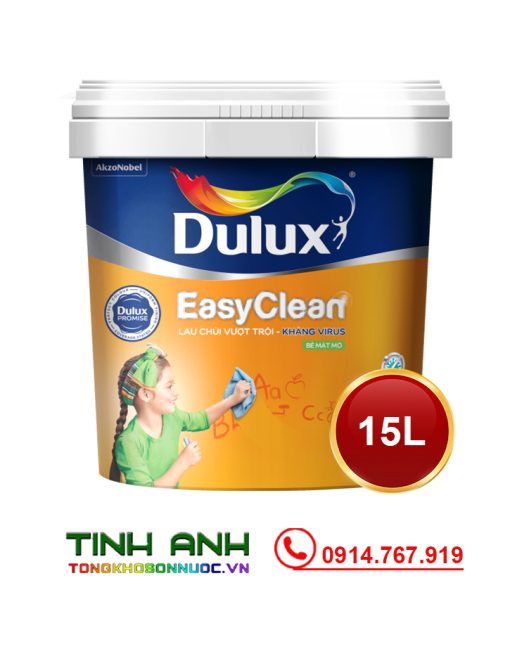 Sơn nội thất Dulux EasyClean lau chùi vượt trội kháng virus bề mặt mờ - 99A 15L