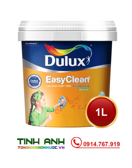 Sơn nội thất Dulux EasyClean lau chùi vượt trội kháng virus bề mặt mờ - 99A 1L