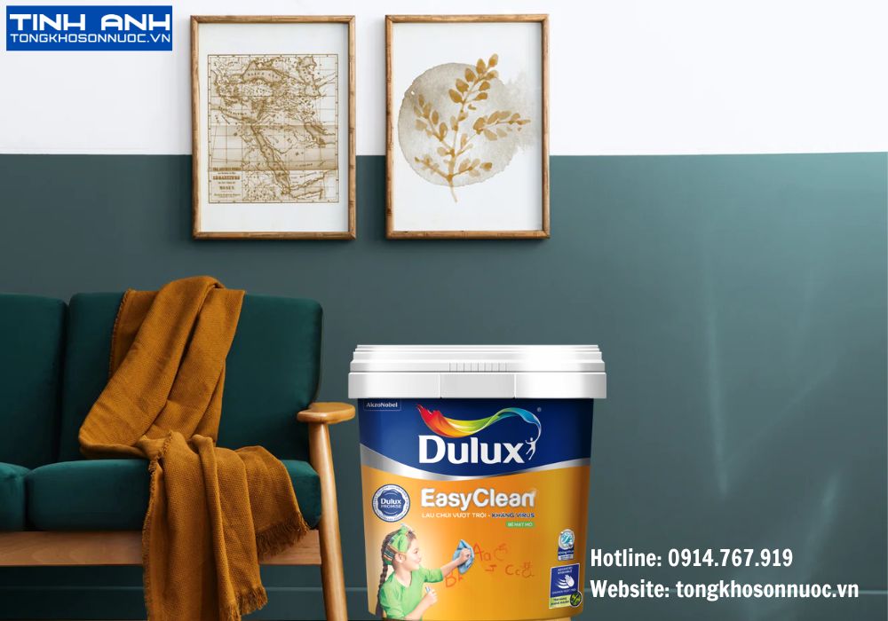 Sơn nội thất Dulux EasyClean lau chùi vượt trội kháng virus bề mặt mờ - 99A lon 15L