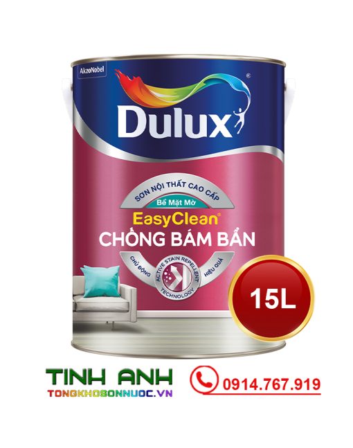 Sơn nội thất Sơn nội thất Dulux EasyClean chống bám bẩn bề mặt mờ - Z966 lon 5L - 2