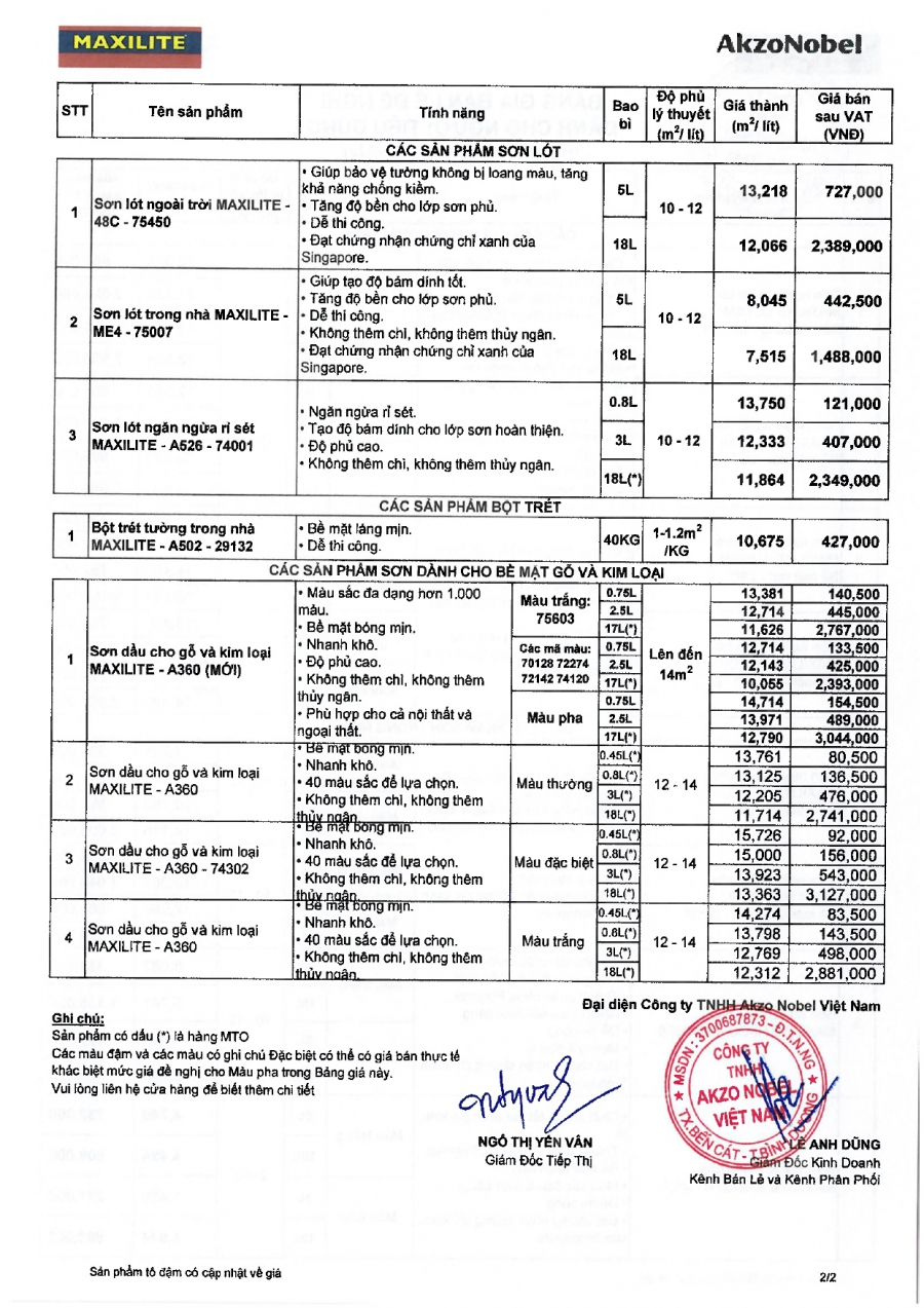 Bảng giá sơn Maxilite chiết khấu - 2