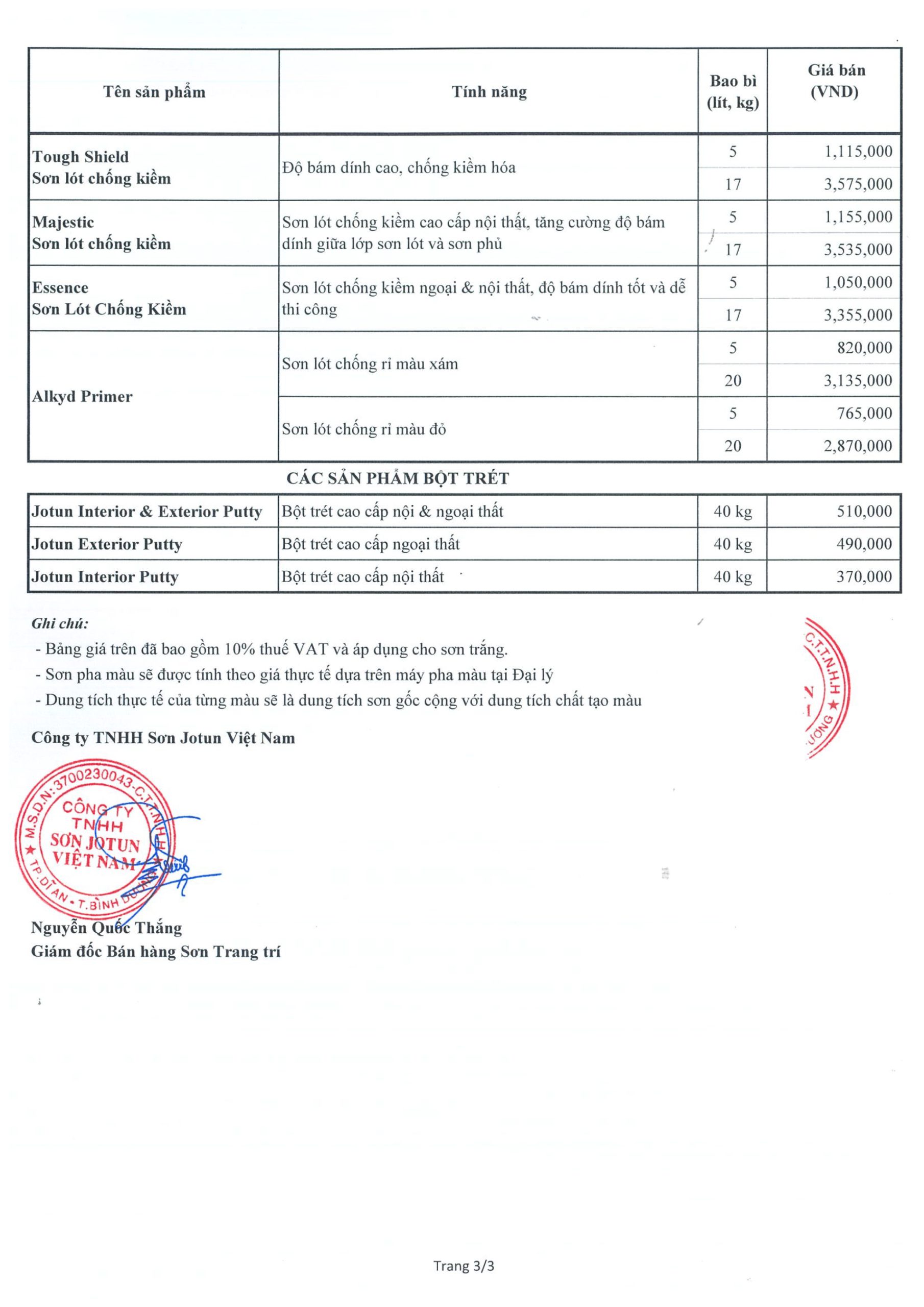 Bảng giá sơn Jottun 11/2024 - 3