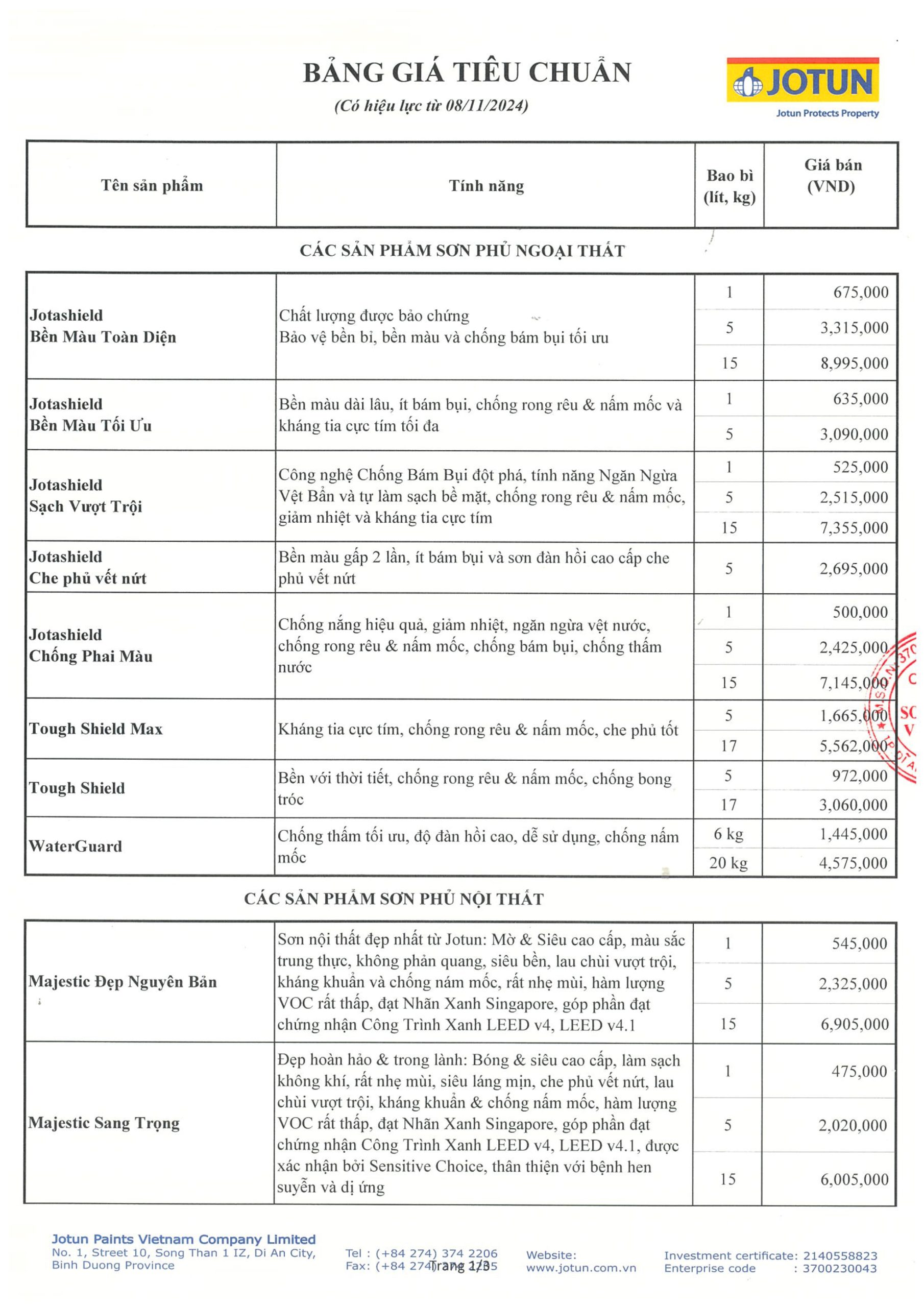 Bảng giá sơn Jotun 11/ 2024 -1