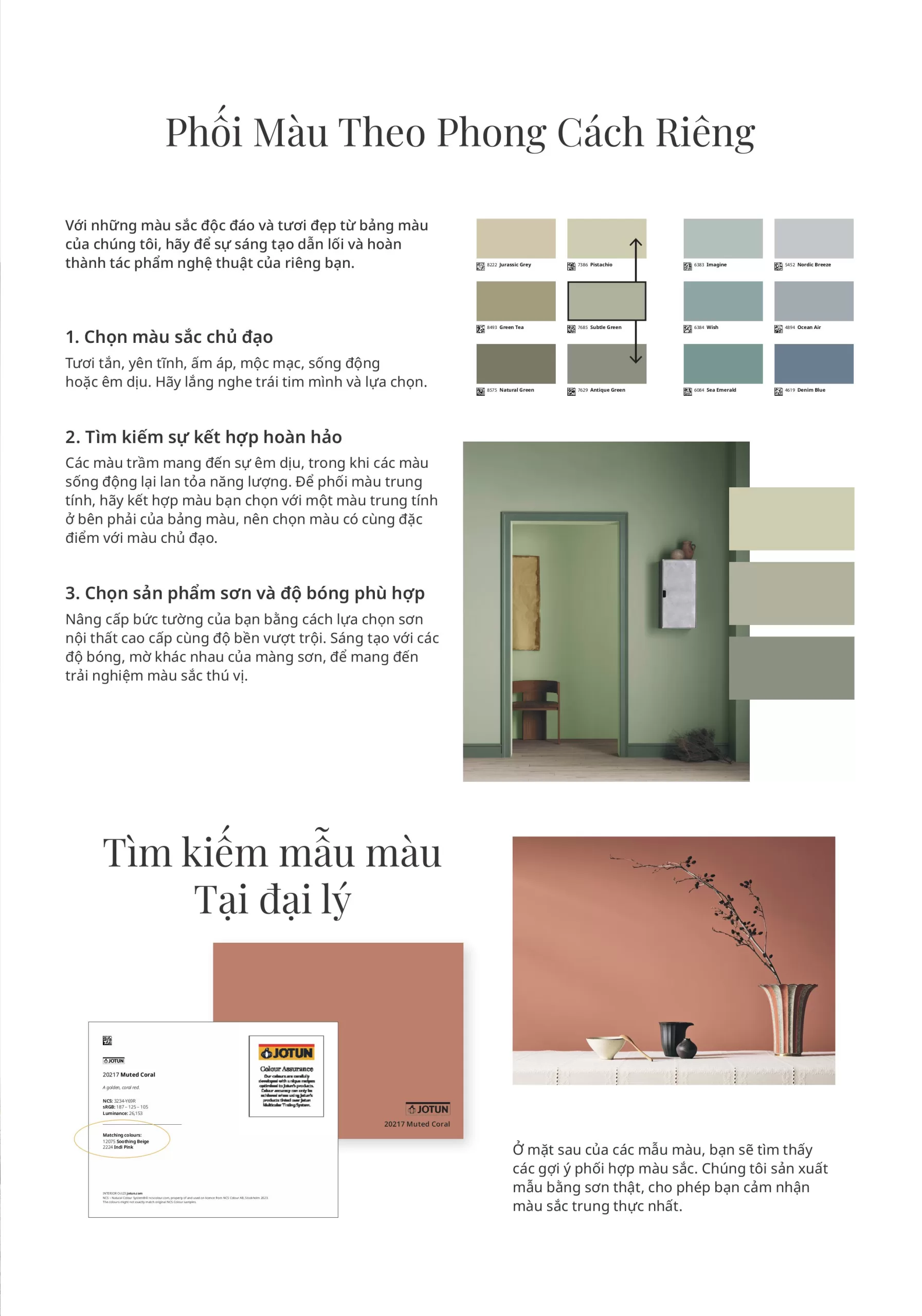 Bảng màu nội thất sơn Jotun majestic đẹp nhất