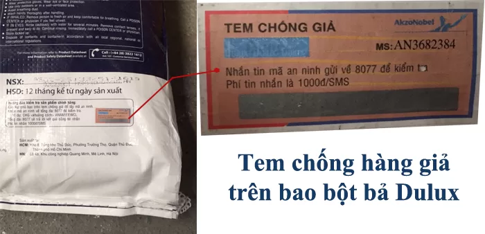 Tem chống hàng giả bột bả Dulux