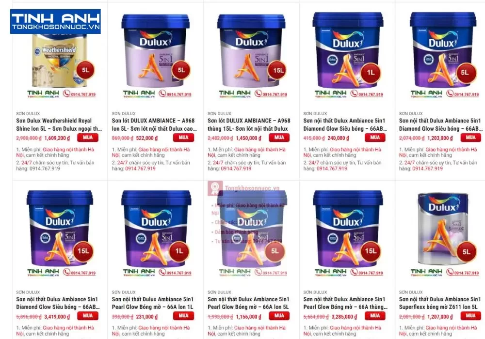 Bảng giá sơn Dulux tháng 4 năm 2025