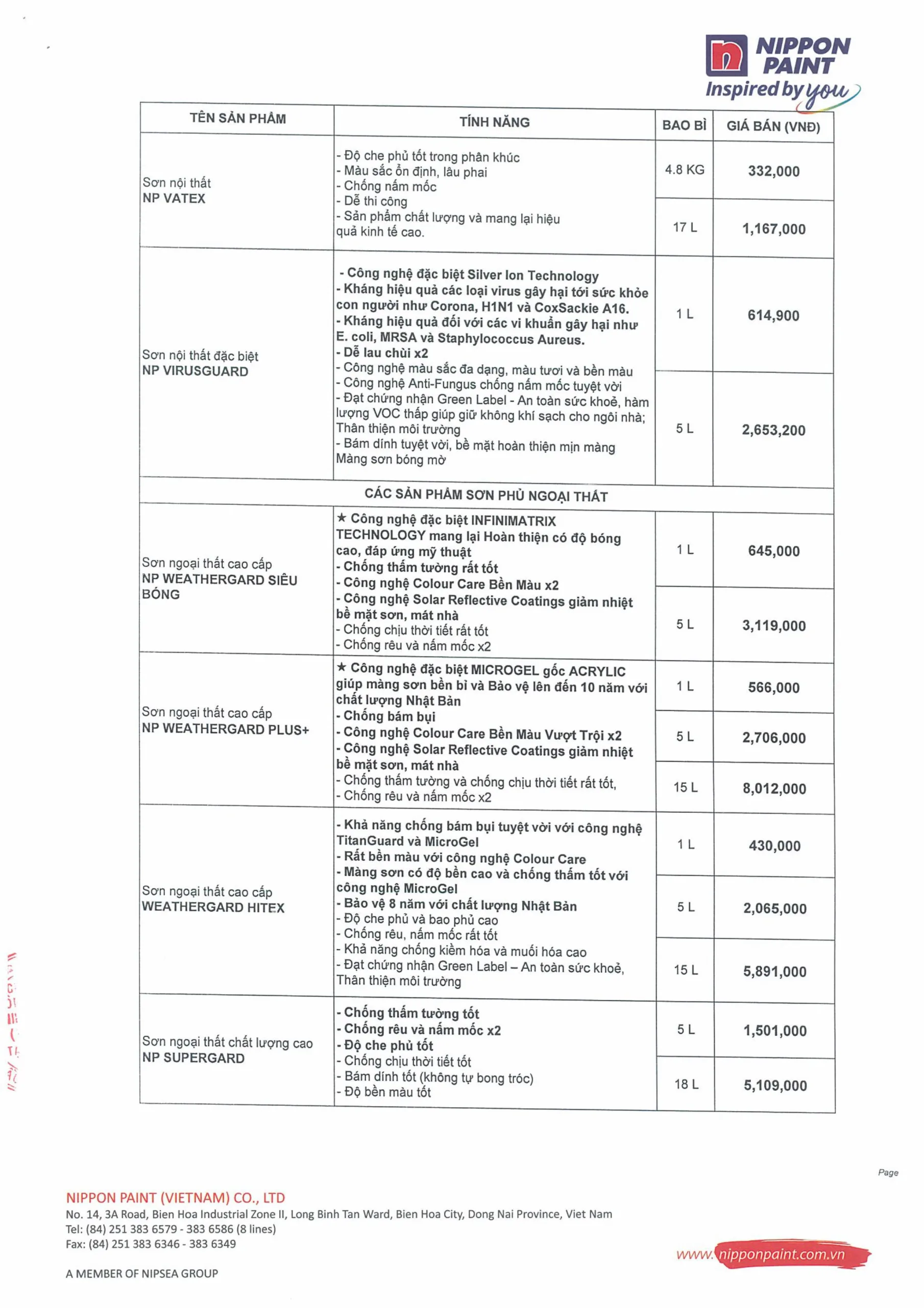 Bảng giá sơn Nippon 2025 mới nhất - Cập nhật Tháng 7/2025 - trang 5
