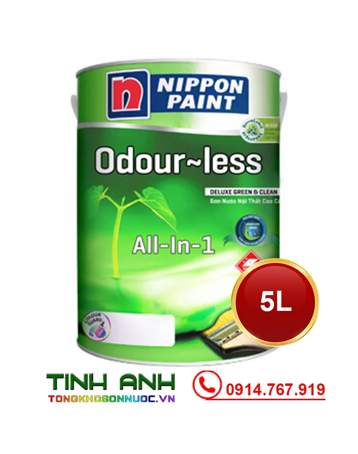 Sơn nội thất cao cấp NP Odour-Less all-in-1 bóng 5L