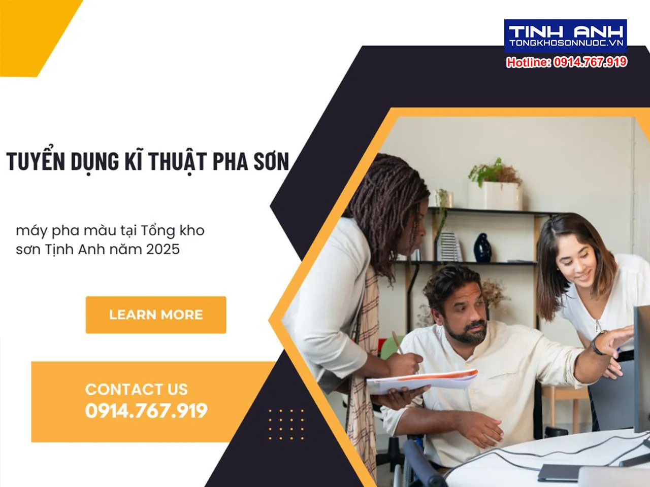 Tuyển dụng kĩ thuật pha sơn - máy pha màu tại Tổng kho sơn Tịnh Anh năm 2025