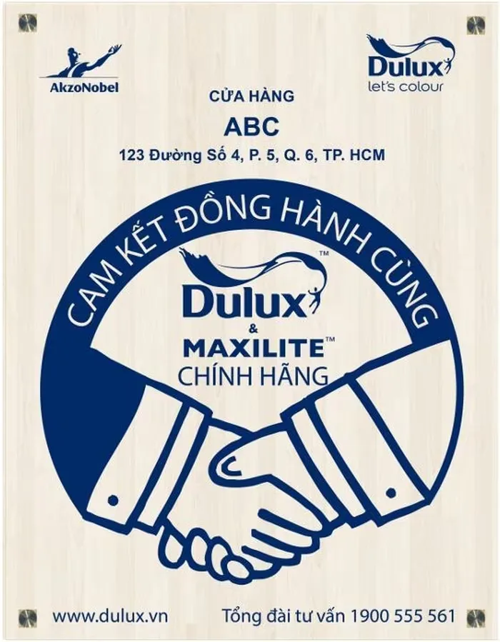 Bảng cam kết đồng hành Dulux Maxilite chính hãng