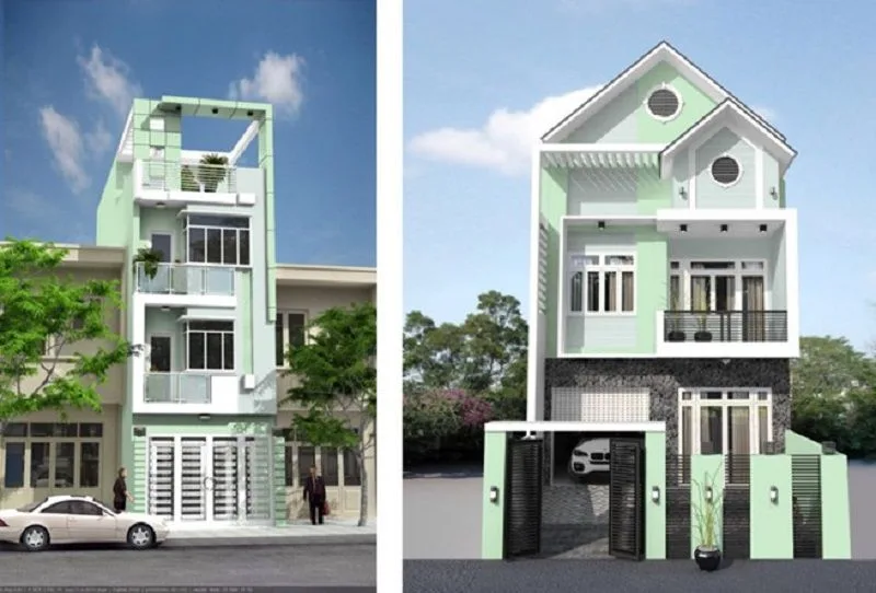 ngoại thất màu xanh mint