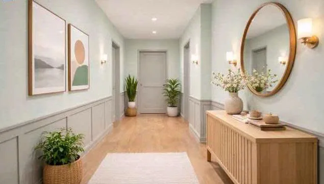 Mã màu xanh mint Jotun & xám nhạt – Cân bằng và chiều sâu