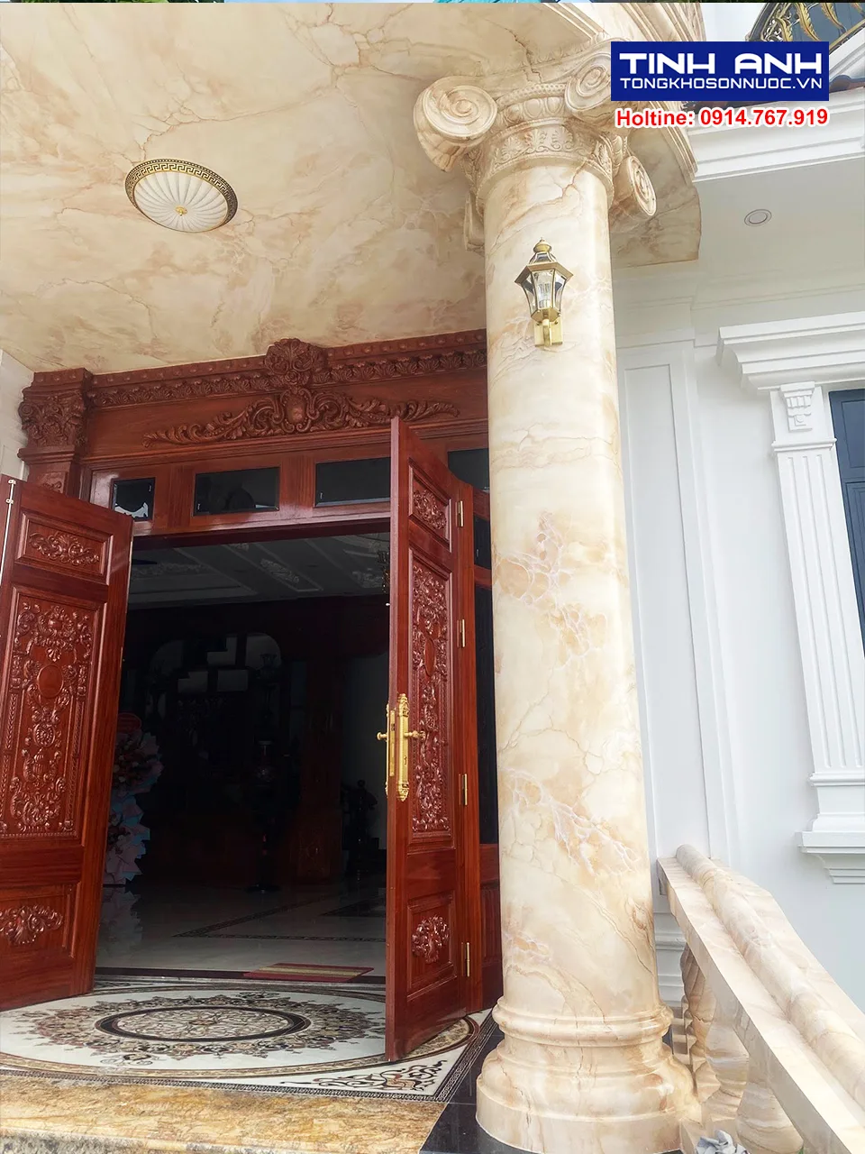Thi công sơn biệt thự tân cổ điển - Sơn hiệu ứng giả đá Marble
