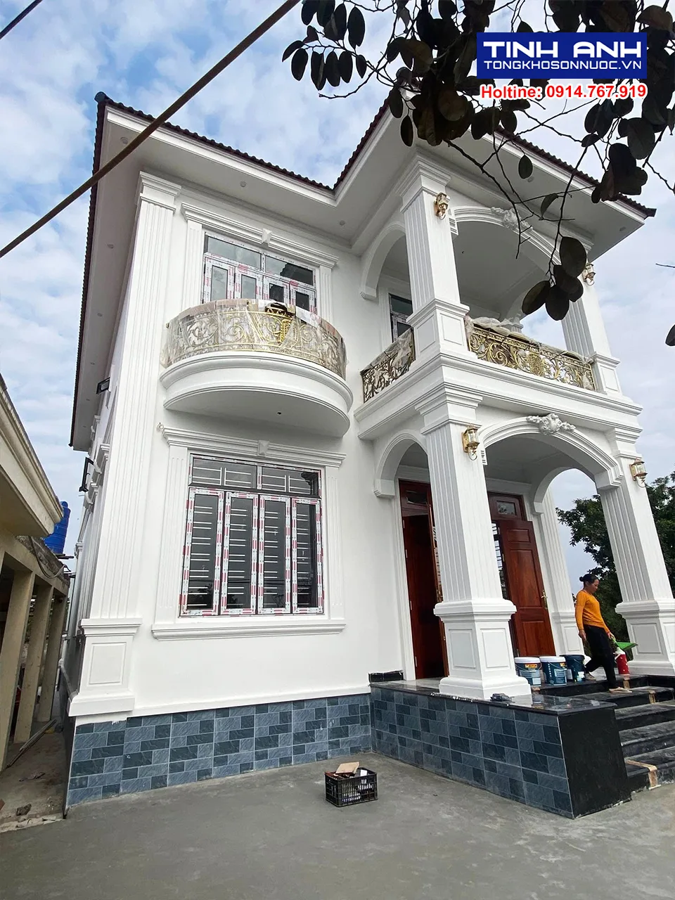 Sơn Jotun biệt thự mã màu trắng sứ - Hệ cột và phào chỉ tân cổ điển