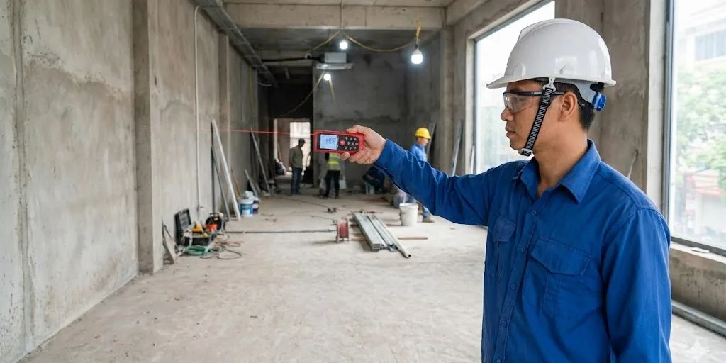 Thi công sơn văn phòng - Khảo sát và chuẩn bị bề mặt