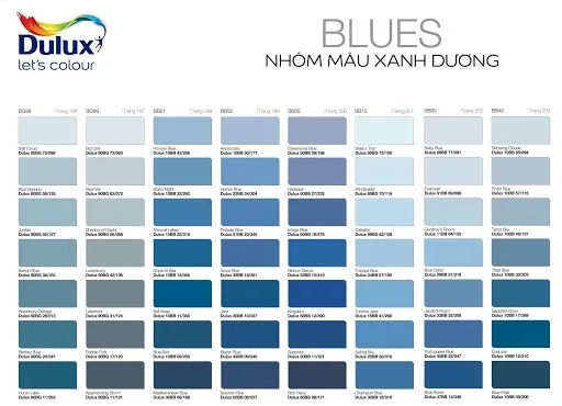 mã màu xanh dương dulux