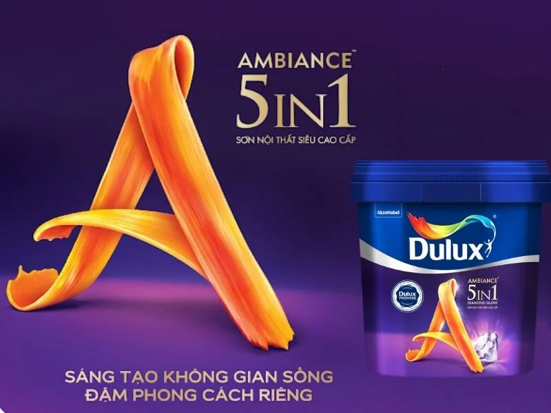 Dulux Ambiance 5in1 Diamond Glow Bề Mặt Bóng Mờ 66A