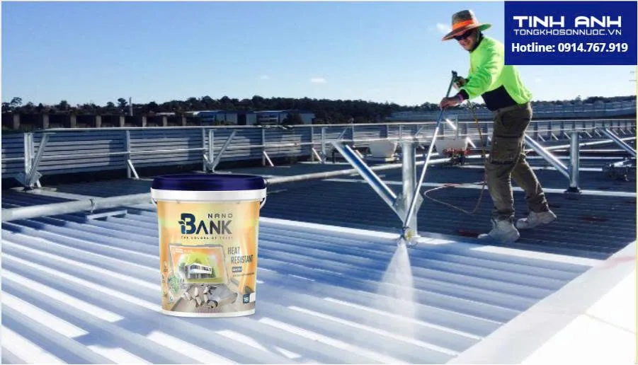 Sơn chống nóng mái tôn Banknano BN11H cho nhà ở, nhà xưởng