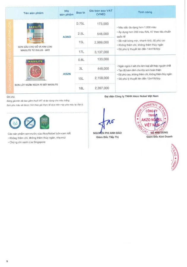 Bảng giá sơn Dulux mới nhất 2026-9