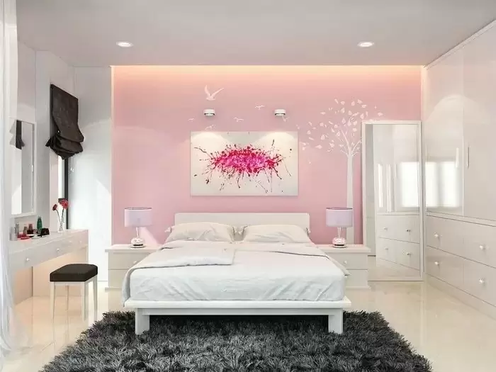 Sơn phòng ngủ vợ chồng màu hồng pastel